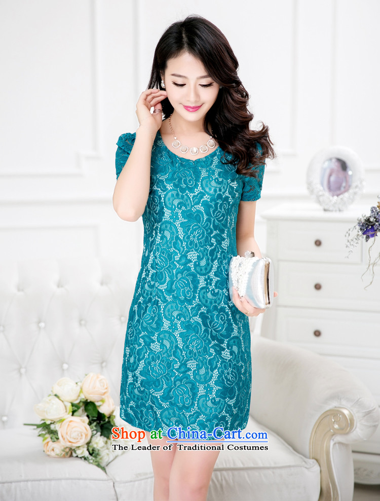 Shinu bathing in the  new summer 2015 Korean version older Fat MM large Sau San female lace biological mother air quality short-sleeved dresses Z140 lake blue XL Photo, prices, brand platters! The elections are supplied in the national character of distribution, so action, buy now enjoy more preferential! As soon as possible.