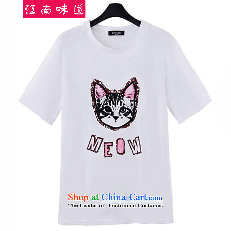 Gangnam-gu large taste of women for summer to increase girls' thick graphics thin, summer thick sister Korean short-sleeved T-shirt + chiffon pants Kit 322 map color 5XL recommendations 180-200, Gangnam taste shopping on the Internet has been pressed.