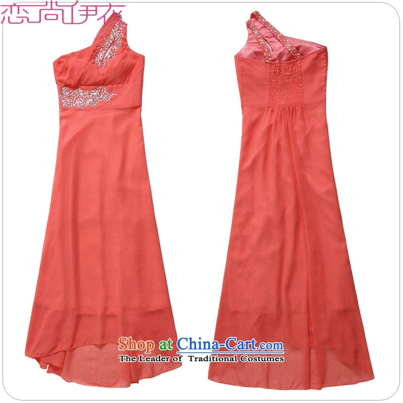 C.o.d. 2015 new summer large banquet, stylish shoulder nails dress pearl chiffon long evening dresses Beveled Shoulder long skirt mm Thick Orange XL approximately 120-140, land is of Yi , , , shopping on the Internet