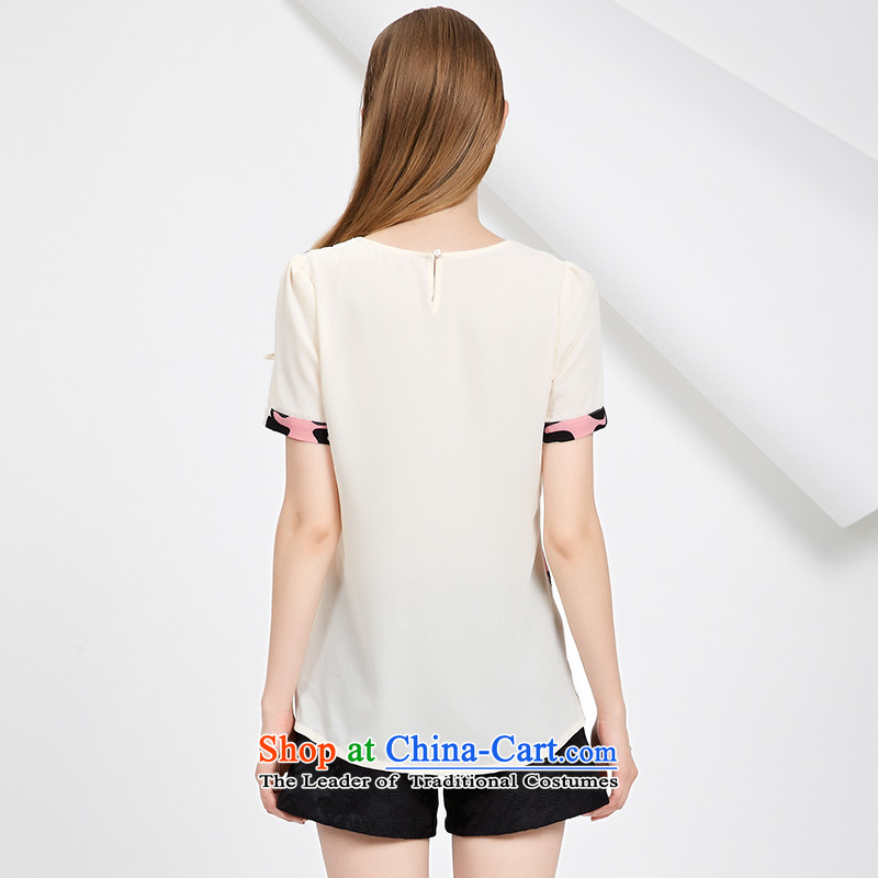 As provided for in the summer 2015 New Product Codes female Korean Sweet child for stitching fun color plane short-sleeved T-shirt  2772 white cross-provisions (qisuo, L) , , , shopping on the Internet