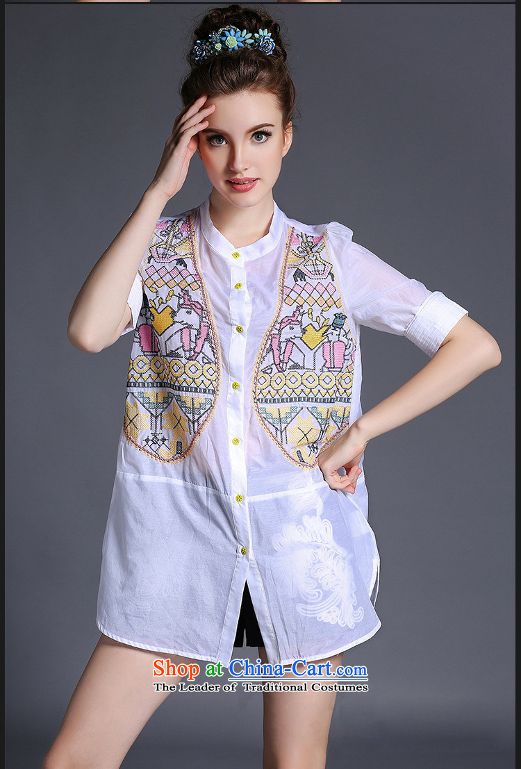 Performance Counters soldiers tried to genuine new spring and summer 2015 to increase the number of women in Europe and the Sister mm thick wind graphics thin geometry embroidery in silk and cotton shirt-sleeves day white T-shirt , prices, Photo 4XL brand platters! The elections are supplied in the national character of distribution, so action, buy now enjoy more preferential! As soon as possible.