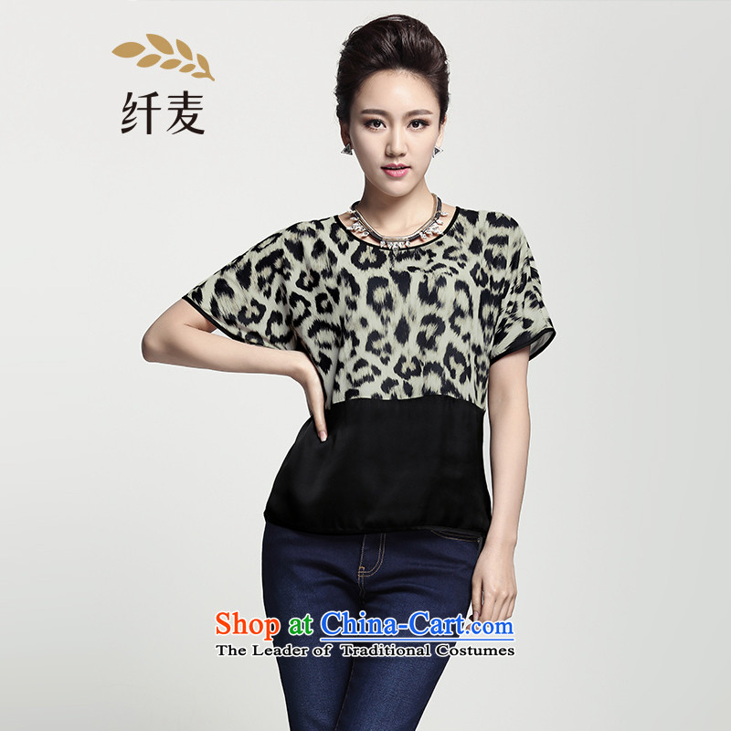 The former Yugoslavia Migdal Code women 2015 Summer new stylish mm thick leopard stitching loose T-Shirt?design?5XL 952362353
