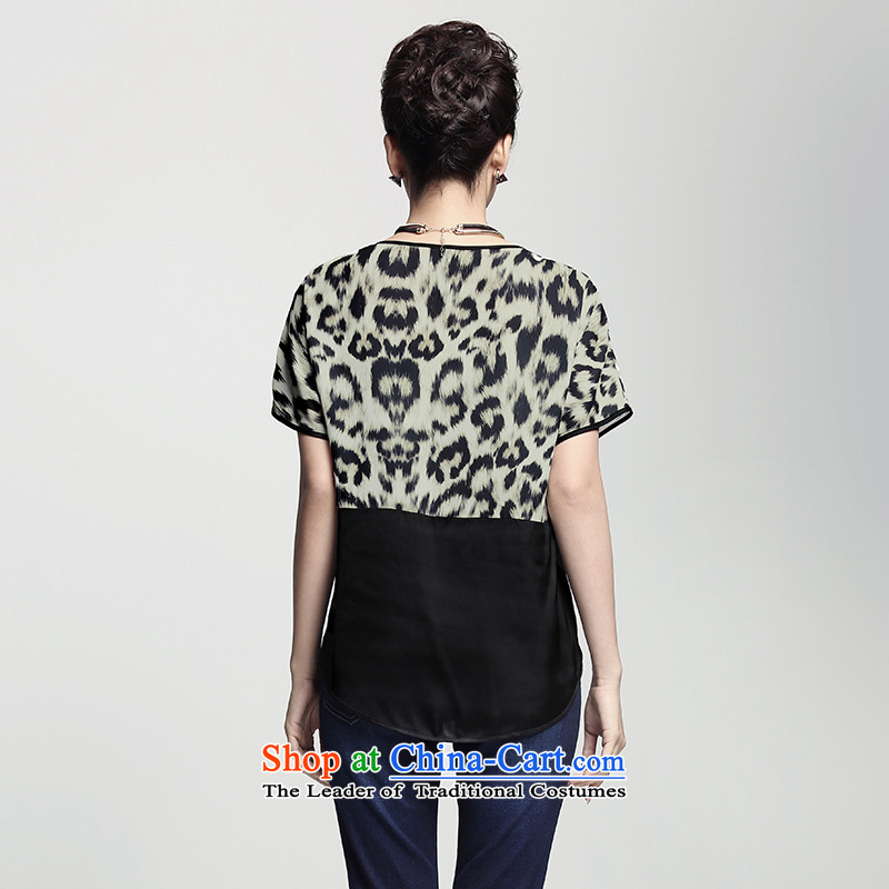 The former Yugoslavia Migdal Code women 2015 Summer new stylish mm thick leopard stitching loose 952362353 T-shirt suit small Mak.... 5XL, shopping on the Internet