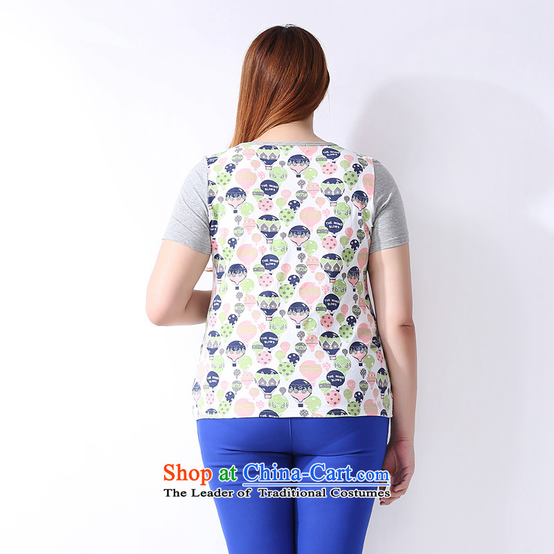 The spring and summer of 2015, more women's large Po thick MM stylish stamp stitching short-sleeved T-shirt A3766 SUIT XL, Picking, more Tsai (CAIDOBLE) , , , shopping on the Internet
