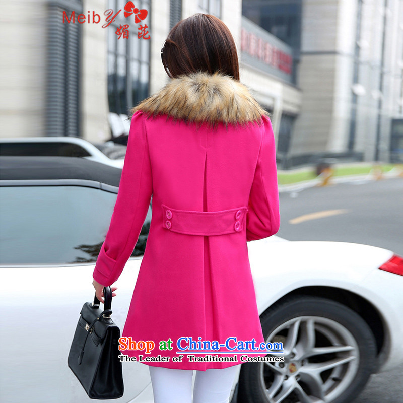 2015 Autumn and winter new meiby stylish large wild women's gross? jacket double-pocket edition in Sau San long won) for 8101 in the red hair , L, of meiby () , , , shopping on the Internet