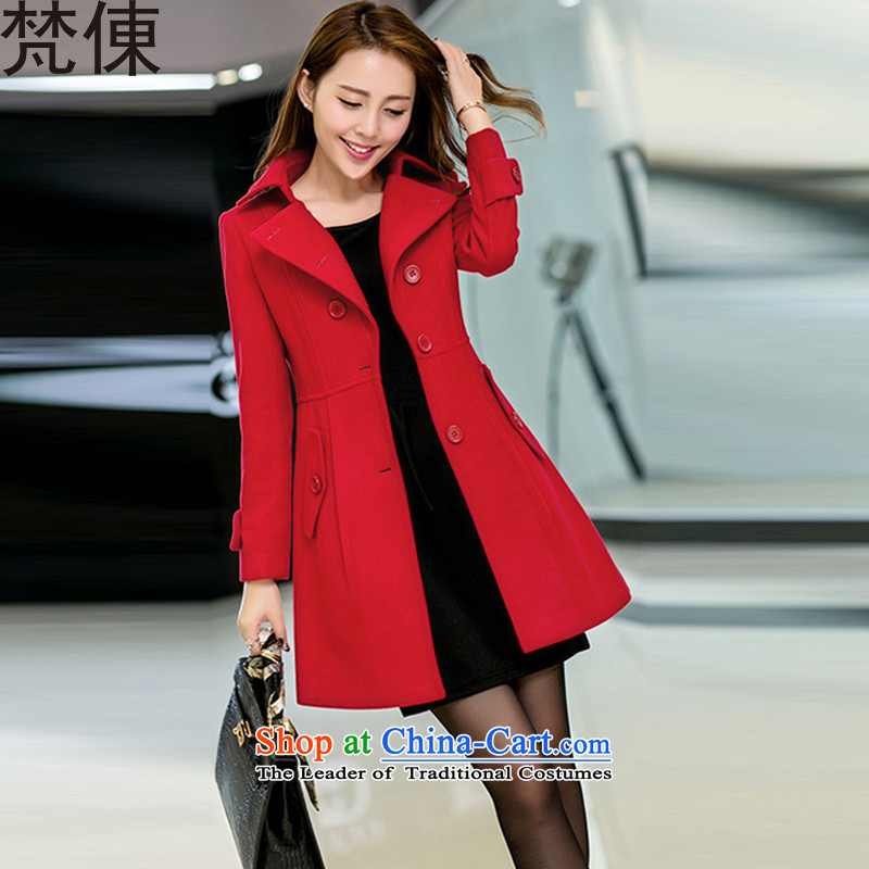 Van Gogh 倲 downcoat female larger female autumn and winter female Korean version of the new long wind jacket thick MM thick hair? female 888 large red cloak  3XL, 倲 Van Gogh (fandong) , , , shopping on the Internet
