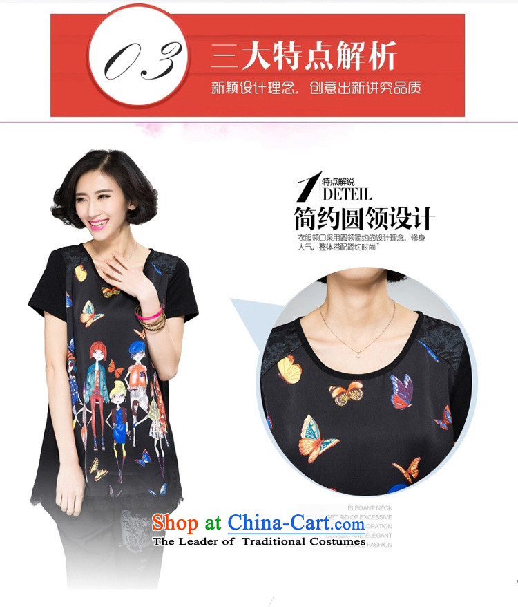 Cherry blossoms floating in the spring and summer of 2015 mm thick large new women's stylish digital stamp short-sleeved T-shirt loose video thin coat B2052 XXXXL black picture, prices, brand platters! The elections are supplied in the national character of distribution, so action, buy now enjoy more preferential! As soon as possible.
