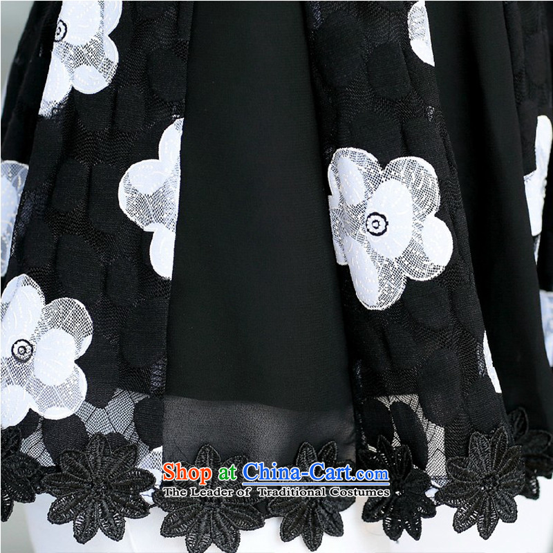 Yoon Elizabeth Odio Benito summer new larger female Korean Sau San video thin thick mm lace short-sleeved T-shirt, forming the Liberal Women clothes black flower XXL 145 around 922.747, Yoon Elizabeth Odio Benito (yinlsabel) , , , shopping on the Internet