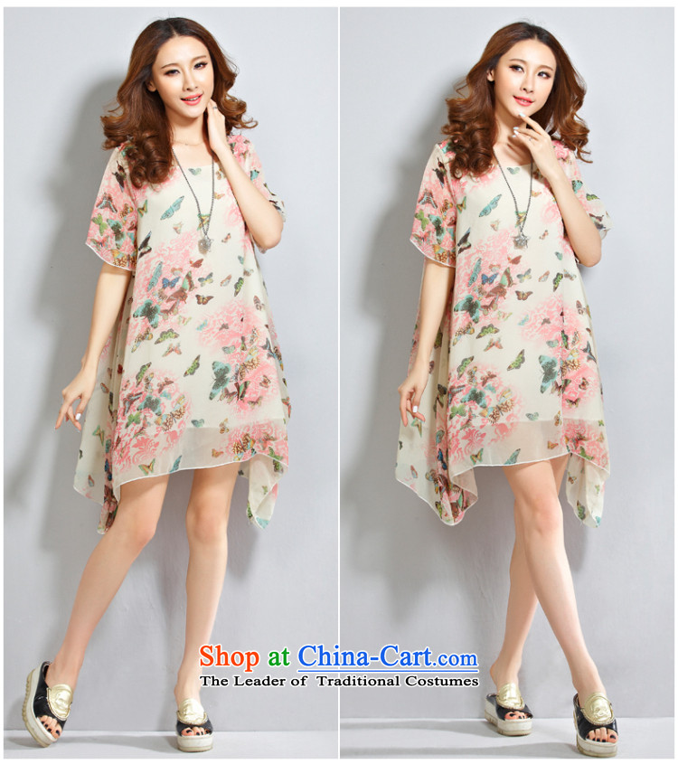 O Ya-ting 2015 new to increase women's code of women's summer thick video thin chiffon resort dresses girl pink butterfly stamp XL 160-200 recommends that you catty picture, prices, brand platters! The elections are supplied in the national character of distribution, so action, buy now enjoy more preferential! As soon as possible.