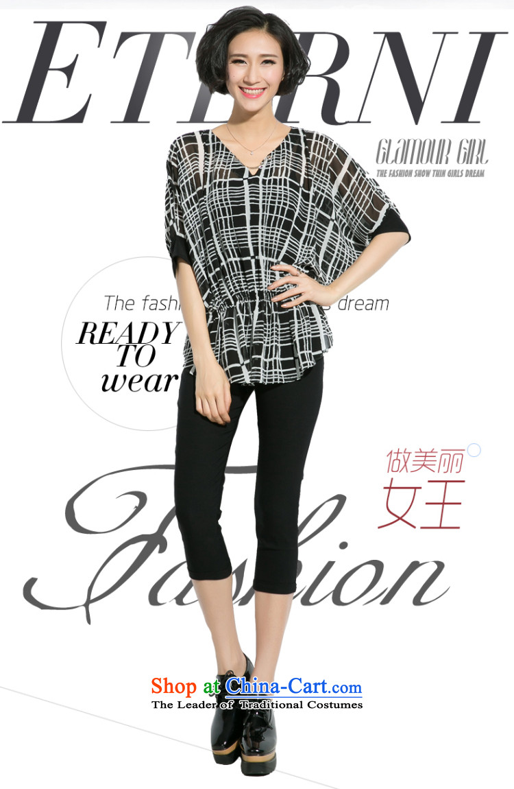 The Eternal Yuexiu Code women thick mm summer new products chiffon shirt thick sister thick, Hin thin, Korea Version V-neck in the black-and-white Plaid Print Foutune of loose t-shirt black 3XL picture, prices, brand platters! The elections are supplied in the national character of distribution, so action, buy now enjoy more preferential! As soon as possible.