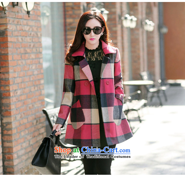 And Cayman  2015 Autumn new larger female Korean Sau San video thin grid jacket? female autumn  Y9059 gross red XXL picture, prices, brand platters! The elections are supplied in the national character of distribution, so action, buy now enjoy more preferential! As soon as possible.