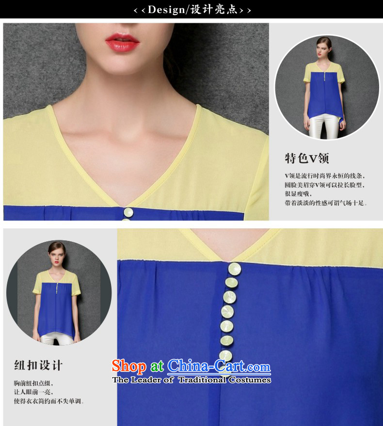 The Europe and the 2015 Summer Dream Connie new larger female thick mm stylish and simple knocked loose stitching color short-sleeved T-shirt female chiffon y3396 blue XXXL shirt picture, prices, brand platters! The elections are supplied in the national character of distribution, so action, buy now enjoy more preferential! As soon as possible.