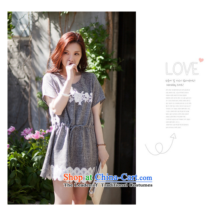  To increase the number missdonut female Korean mm200 thick catty summer new products thick sister short-sleeved lace stitched cotton linen dresses large gray code XL recommendations 135-150 catty picture, prices, brand platters! The elections are supplied in the national character of distribution, so action, buy now enjoy more preferential! As soon as possible.