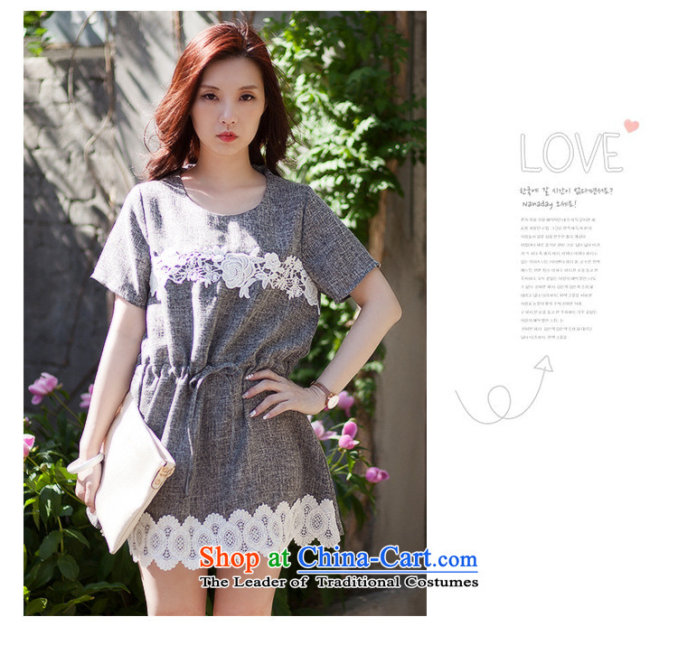  To increase the number missdonut female Korean mm200 thick catty summer new products thick sister short-sleeved lace stitched cotton linen dresses large gray code XL recommendations 135-150 catty picture, prices, brand platters! The elections are supplied in the national character of distribution, so action, buy now enjoy more preferential! As soon as possible.