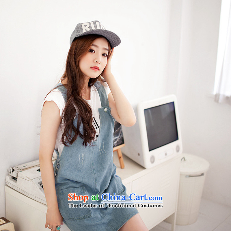 Missdonut2015 summer new extra cowboy strap skirt thick girls' Graphics thin, Korean version of CAMI skirt suits skirts large blue code xl,missdonut,,, shopping on the Internet