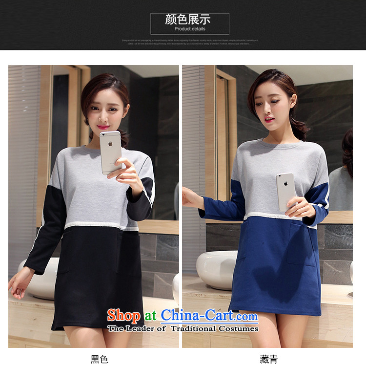 And Cayman 2015 autumn and winter new larger female Korean large round-neck collar women in long temperament wild skirt wear long-sleeved shirt Y9066 black XXL picture, prices, brand platters! The elections are supplied in the national character of distribution, so action, buy now enjoy more preferential! As soon as possible.