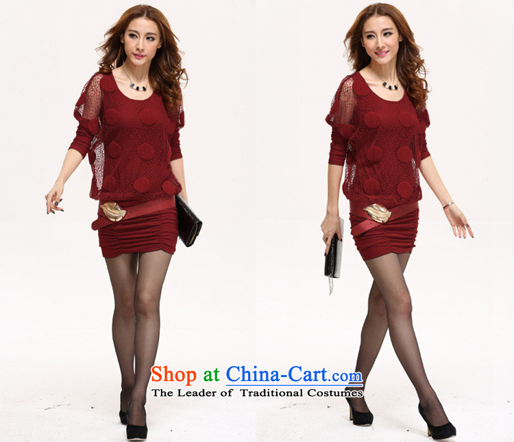 Cayman and Lai larger female thick sister to intensify the package and dresses thick Tien autumn and winter new women won two leave loose version bat sleeves black thin black  3XL stomach video picture, prices, brand platters! The elections are supplied in the national character of distribution, so action, buy now enjoy more preferential! As soon as possible.