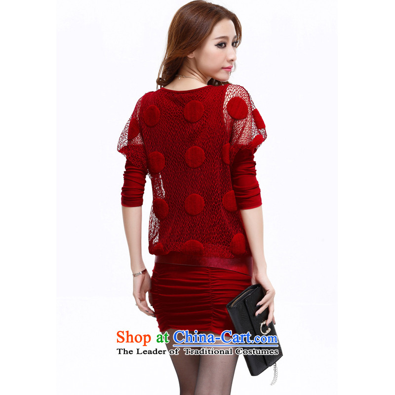 Cayman and Lai larger female thick sister to intensify the package and dresses thick Tien autumn and winter new women won two leave loose version bat sleeves black thin black  3XL, stomach video Cayman and Lai , , , shopping on the Internet