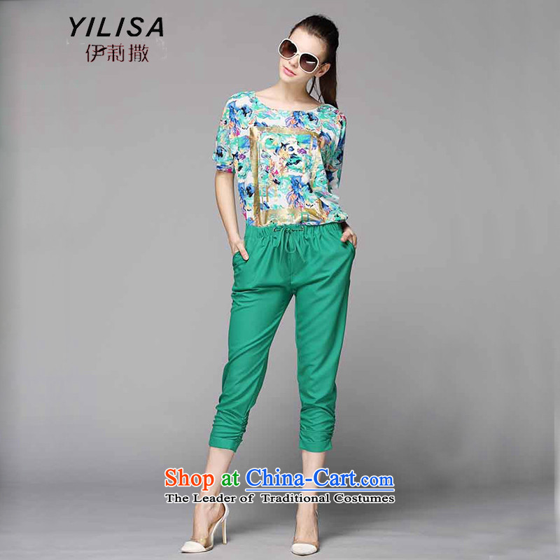 To increase the number YILISA Women's Summer fat mm summer saika short-sleeved T-shirt 200 catties Korean Capri Lounge Suite Y9082 4XL, rose, the Reine (YILISA sub-shopping on the Internet has been pressed.)