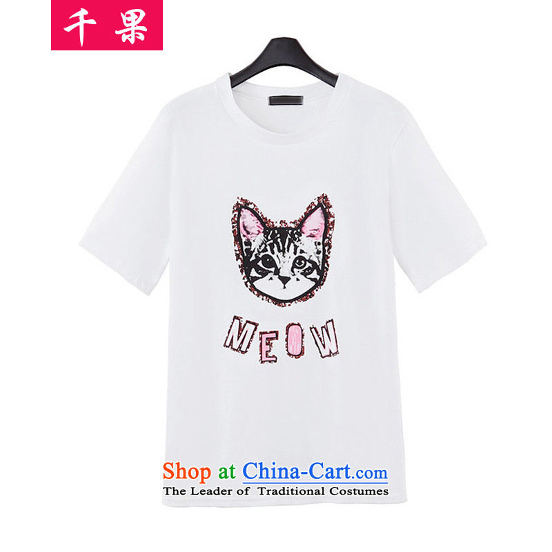 The results of the  2015 Summer thick sister to increase women's loose video decode thin kitten alike, short-sleeved T-shirt + Leisure shorts stamp kit 366 color picture XXL, QIANGUO fruit (thousands) , , , shopping on the Internet