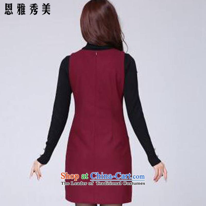 Eun-Ya Xiu 2015 autumn and winter new women's thick MM to xl Korean Sau San sweet sleeveless gross? vest dresses 81# wine red XXXXL, updfarmy chief Su-mi , , , shopping on the Internet