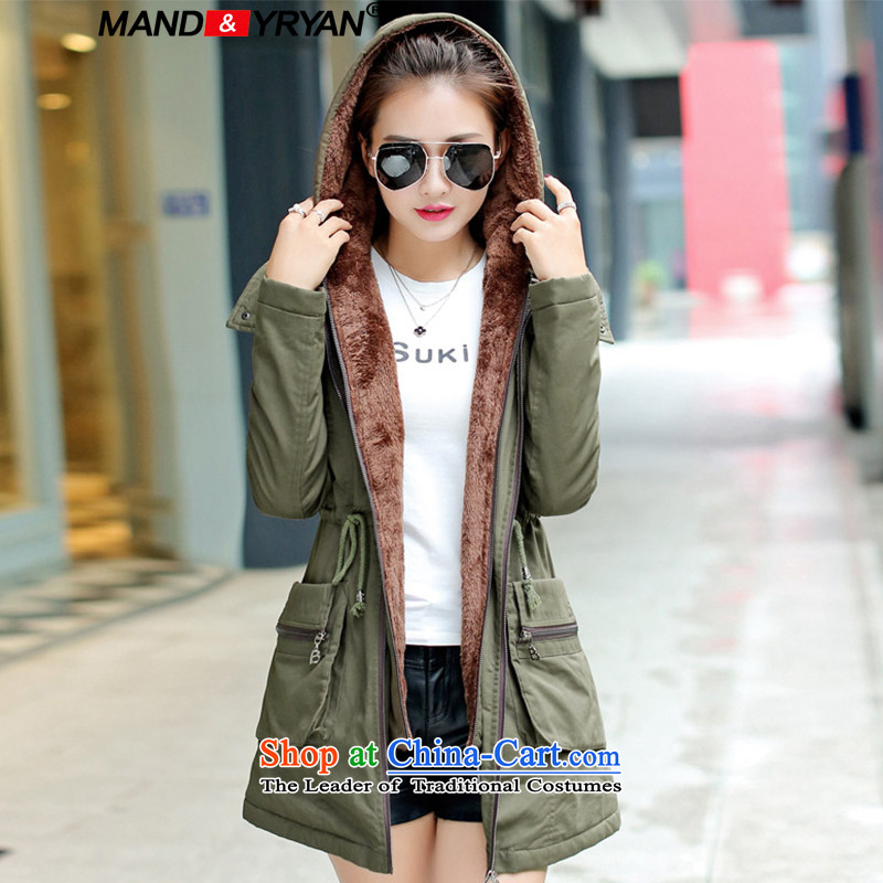 Mantile mandyryan Eun _Large_ Women in cotton-long Korean Sau San video thin robe thick MM plus lint-free cotton swab to green jacket around 922.747 XXXL130-140 _MDR819