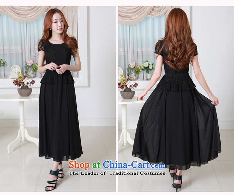 Summer 2015 MM thick thin large graphics Sau San female stylish chiffon lace skirt long skirt large-sin black XXXL picture, prices, brand platters! The elections are supplied in the national character of distribution, so action, buy now enjoy more preferential! As soon as possible.