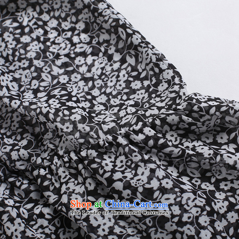 In the summer of 2015 by water new products 200 catties thick mm to xl chiffon dresses S15XY4954 female black-white flower XL, Water Authority (SHUIMIAO) , , , shopping on the Internet