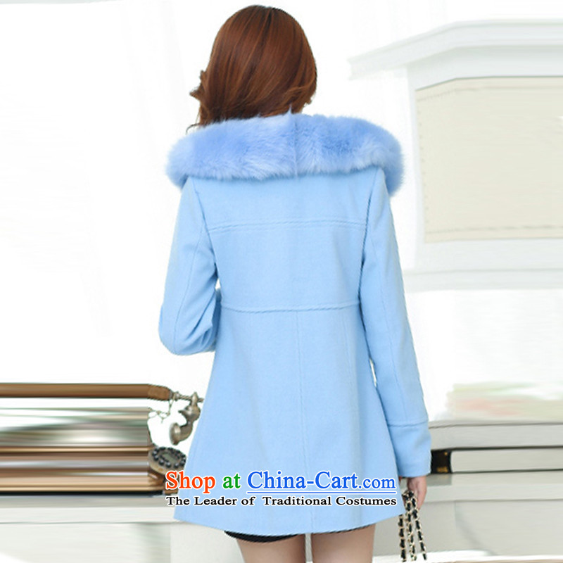 Admissibility Lin larger female thick sister to intensify the 2015 Fall/Winter Collections in the new Korean long thin hair so Sau San video coats jacket water blue XXL, female admissibility Lin (KECAILIAN) , , , shopping on the Internet