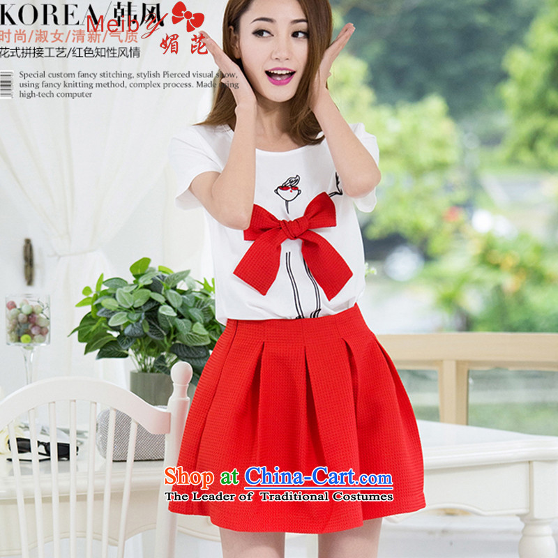 Sleek and versatile large meiby code spring and summer new women's short-sleeve kit Bow Tie Korean chiffon skirts dresses chiffon shirt red XL, of 045 (meiby) , , , shopping on the Internet
