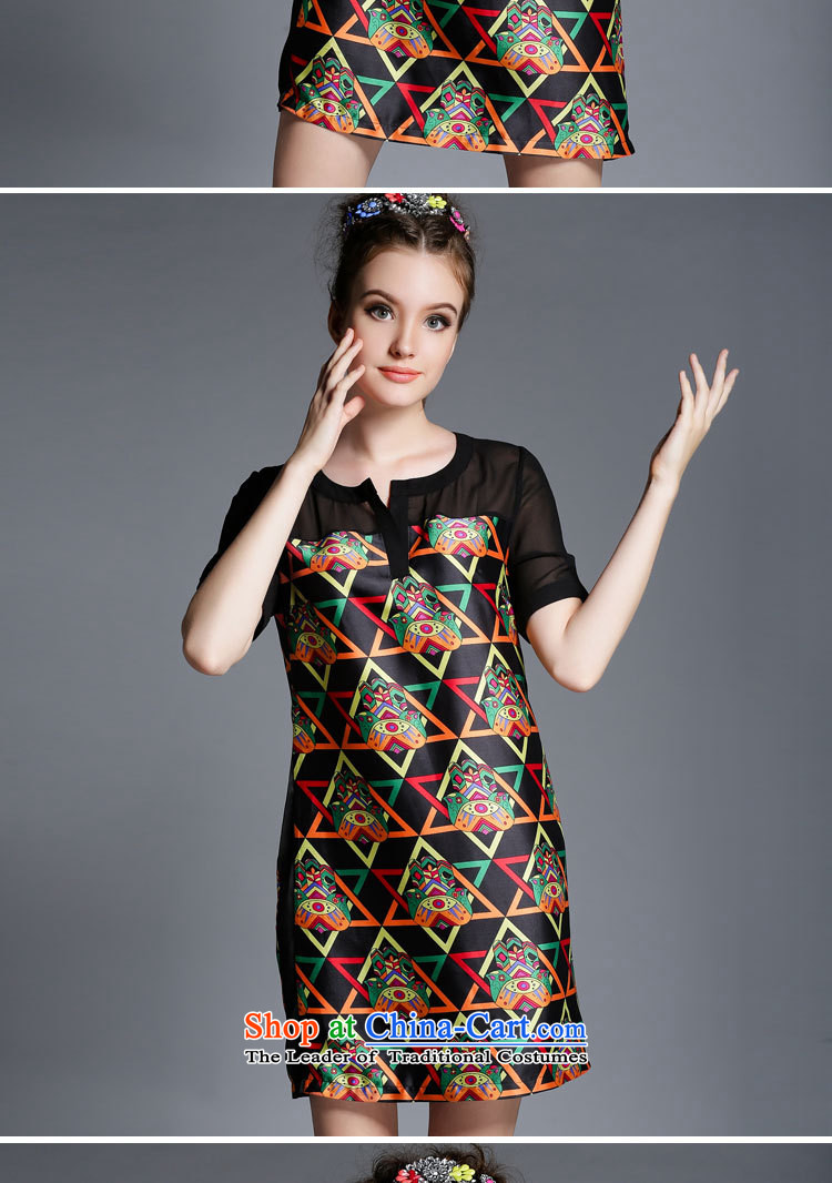 Improving access of 2015 Summer new thick mm heavy code women who thick retro stamp stitching straight short-sleeved sexy Snow V-Neck woven dresses 1882 picture color large code XL Photo, prices, brand platters! The elections are supplied in the national character of distribution, so action, buy now enjoy more preferential! As soon as possible.