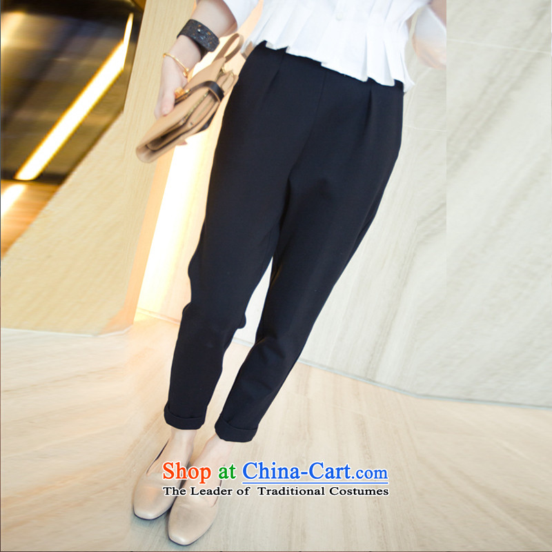The new summer 2015 Zz&ff larger women's low) thick MM XL Graphics thin 9 suit pants Harun leisure female loose castor black XXXXXL,ZZ&FF,,, shopping on the Internet