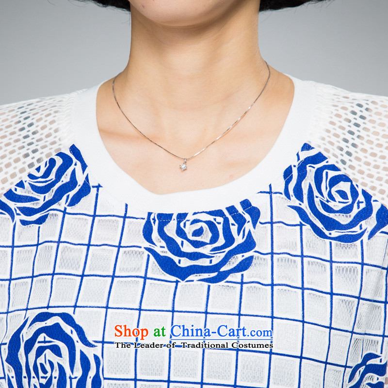 The Eternal Soo-To increase the number of women in the long summer 2015, t-shirts, Hin thick thin thick Korean version of the new SISTER rose blossoms relaxd stylish round-neck blue 2XL, eternal Soo , , , shopping on the Internet