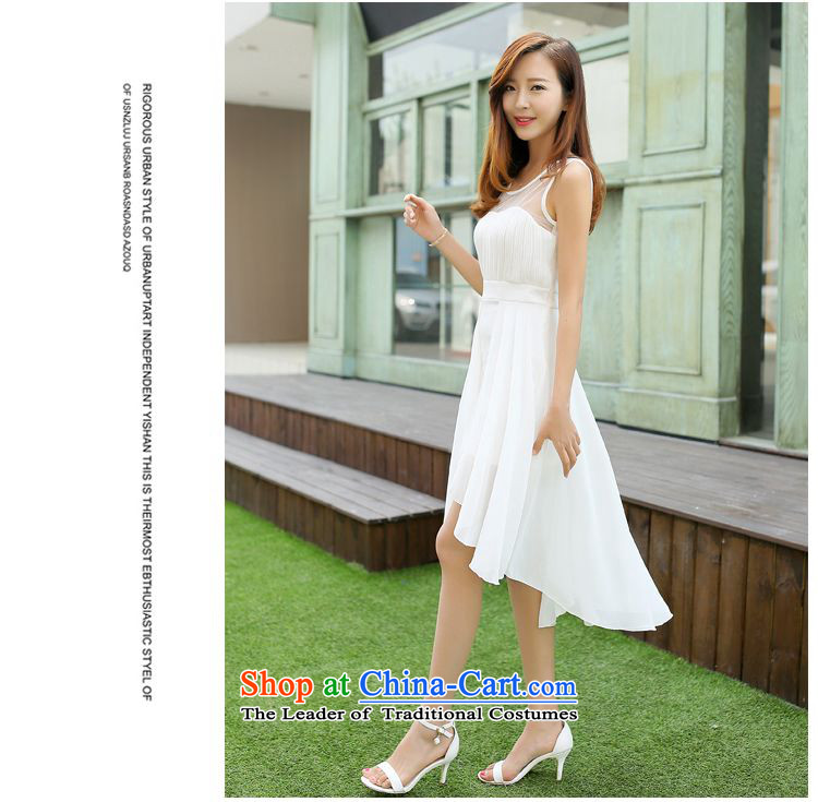Left soft   smart casual summer 2015 Korean resort sleeveless elegance dresses chiffon long skirt female white L picture, prices, brand platters! The elections are supplied in the national character of distribution, so action, buy now enjoy more preferential! As soon as possible.