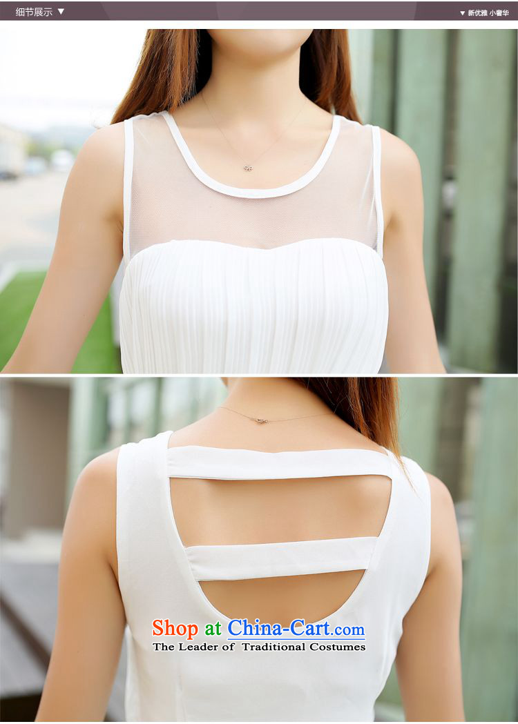 Left soft   smart casual summer 2015 Korean resort sleeveless elegance dresses chiffon long skirt female white L picture, prices, brand platters! The elections are supplied in the national character of distribution, so action, buy now enjoy more preferential! As soon as possible.