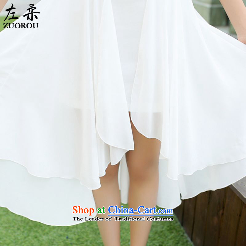 Left soft   smart casual summer 2015 Korean resort sleeveless elegance dresses chiffon long skirt female white L, left soft , , , shopping on the Internet