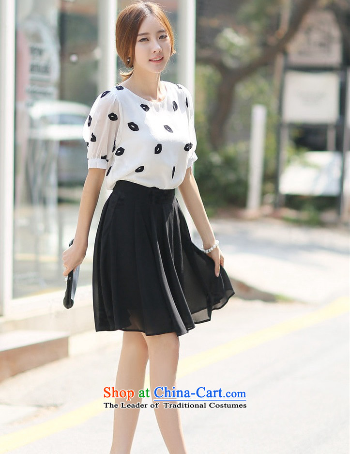 Meiby summer new lip seal short-sleeved T-shirt, forming the chiffon shirt chiffon body skirt Kit1595 White S picture, prices, brand platters! The elections are supplied in the national character of distribution, so action, buy now enjoy more preferential! As soon as possible.