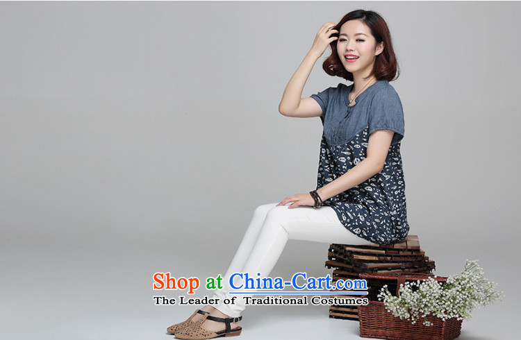 Also the 2015 Summer sin new larger female Korean loose stitching short-sleeved T-shirt female navy L picture, prices, brand platters! The elections are supplied in the national character of distribution, so action, buy now enjoy more preferential! As soon as possible.