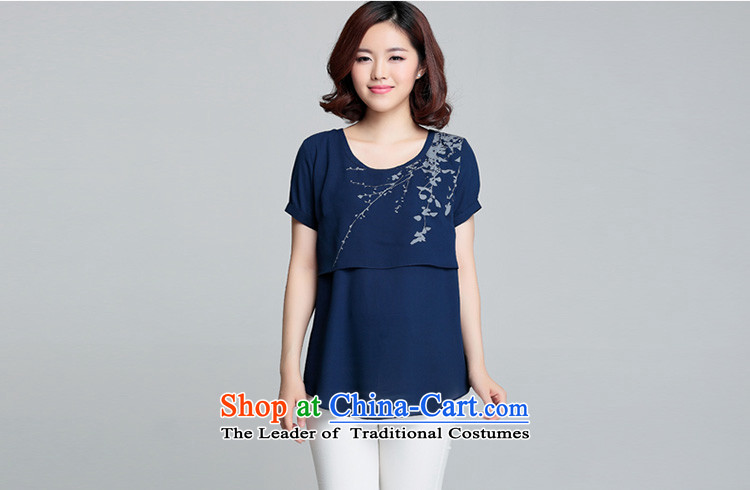 Also the 2015 Summer sin new Korean version is smart casual relaxd stamp chiffon shirt female summer short-sleeved navy M picture, prices, brand platters! The elections are supplied in the national character of distribution, so action, buy now enjoy more preferential! As soon as possible.