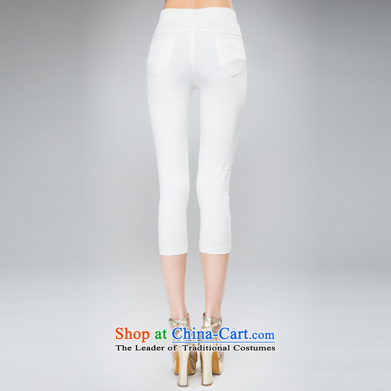 The Eternal-soo to xl female Capri thick sister 2015 Summer new thick mm thick, Hin thin wild lace hem leisure pants white 5XL, eternal Soo , , , shopping on the Internet
