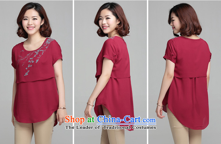 For the people by 2015 a new summer of Doi Korean female large short-sleeved shirt loose stamp chiffon female rubber red XXL picture, prices, brand platters! The elections are supplied in the national character of distribution, so action, buy now enjoy more preferential! As soon as possible.