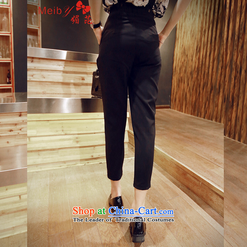 Sleek and versatile large meiby code spring and summer new Western Wind stamp chiffon shirt + Video thin strap casual pants Black XL, of 6 306 OCS (meiby) , , , shopping on the Internet