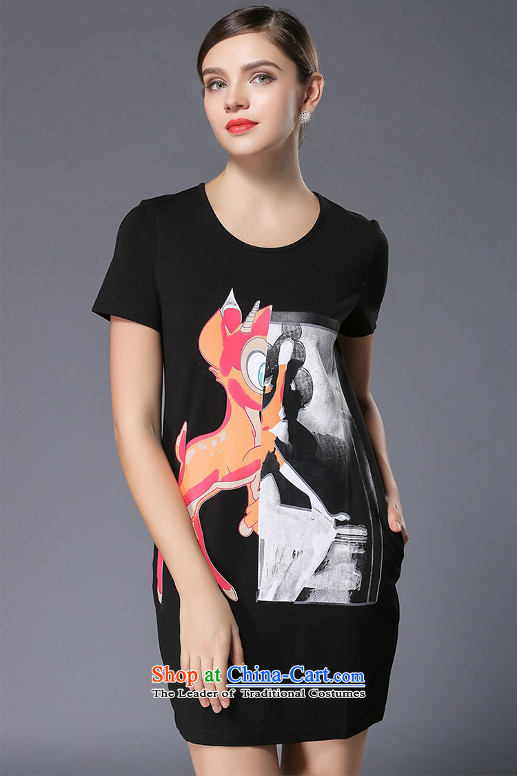 Improving access of 2015 Summer new mm thick larger female popular cartoon character stamp short-sleeved round-neck collar dresses 3362 Black - Sorok XL Photo, prices, brand platters! The elections are supplied in the national character of distribution, so action, buy now enjoy more preferential! As soon as possible.