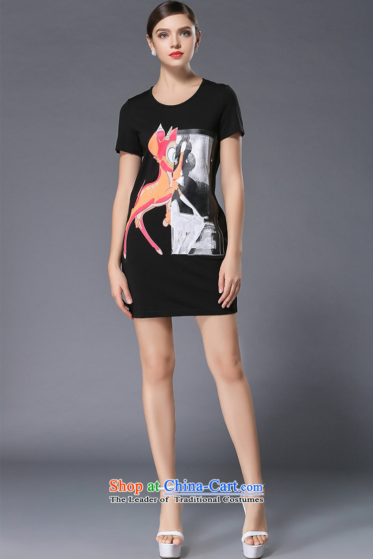 Improving access of 2015 Summer new mm thick larger female popular cartoon character stamp short-sleeved round-neck collar dresses 3362 Black - Sorok XL Photo, prices, brand platters! The elections are supplied in the national character of distribution, so action, buy now enjoy more preferential! As soon as possible.