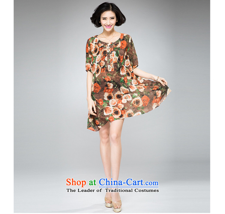 The Eternal Yuexiu Code women's summer dresses thick sister thick, Hin thin 2015 Summer new stylish mm thick iron drilling small V-neck rose stamp skirt orange 2XL Photo, prices, brand platters! The elections are supplied in the national character of distribution, so action, buy now enjoy more preferential! As soon as possible.