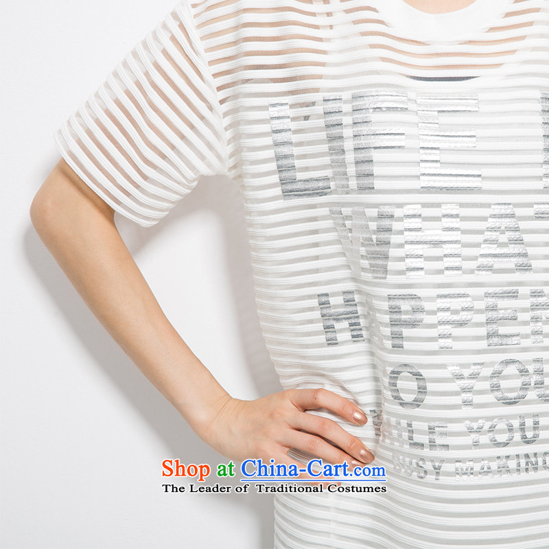 The eternal summer Sau 2015 mm thick new European and American Women's large stylish engraving streaks letters two kits short-sleeved T-shirt White XL, eternal Soo , , , shopping on the Internet