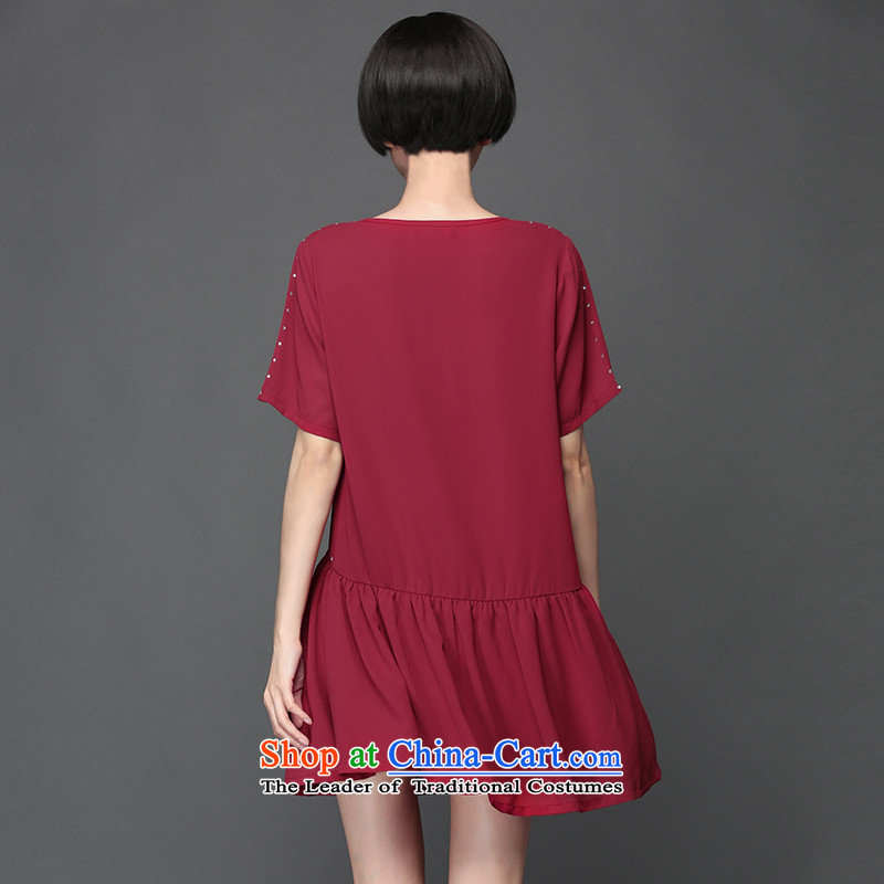 The Director of the 2015 Summer new 200 catties plus hypertrophy code women thick mm Korean short sleeve loose chiffon dresses 2801 wine red large 5XL around 922.747, of 200 staff (smeilovly) , , , shopping on the Internet
