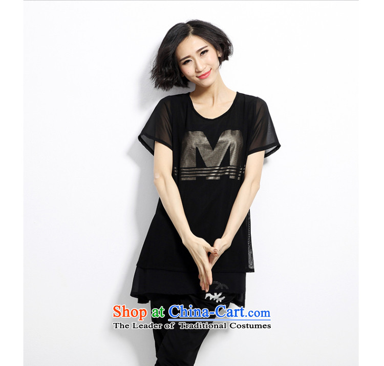 The eternal summer Sau 2015 mm thick new Korean version of large numbers of ladies minimalist atmosphere letters stamp black T-shirt thin graphics poor black 3XL picture, prices, brand platters! The elections are supplied in the national character of distribution, so action, buy now enjoy more preferential! As soon as possible.