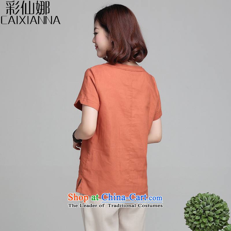 Also the 2015 Summer sin new shirt female Korean president short-sleeved blouses and large fat mm small red-orange shirt , L, Multimedia Sin-na (CAIXIANNA) , , , shopping on the Internet