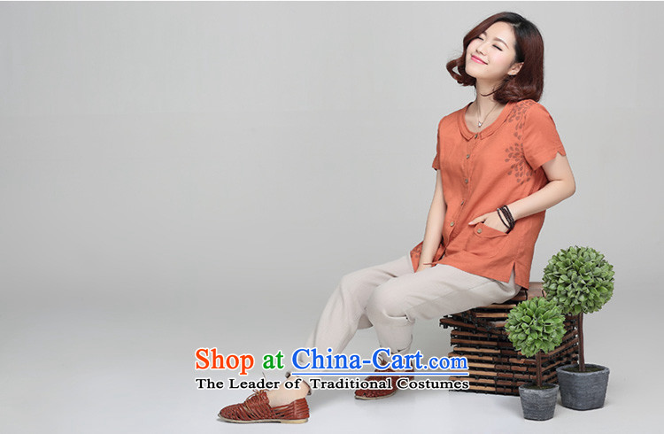 For the people by 2015 Summer Doi new leisure loose short-sleeved female Korean mother replacing stamp code cotton linen tunic red-orange L picture, prices, brand platters! The elections are supplied in the national character of distribution, so action, buy now enjoy more preferential! As soon as possible.